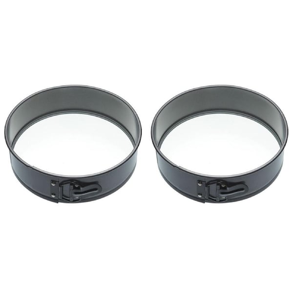 2x Mastercraft 25cm Springform Non-Stick Round Glass Base Cake Pan Baking Black