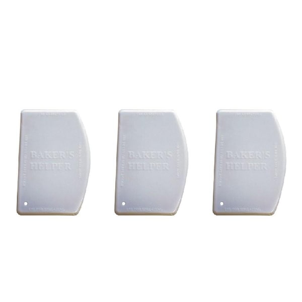 3x Cuisena Baker's Helper Plastic Baking Spatula Dough Cutter Bowl Scraper White