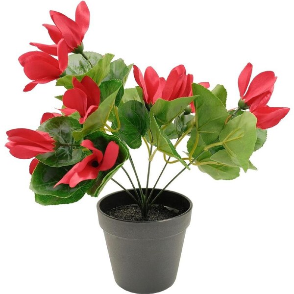Potted Fake Red Cyclamen Artificial Plant 35 cm