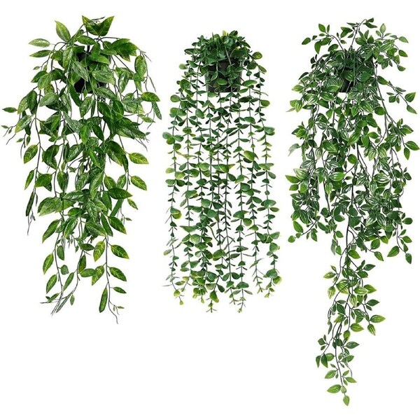 3 pack Artificial Hanging Plants Potted Greenery