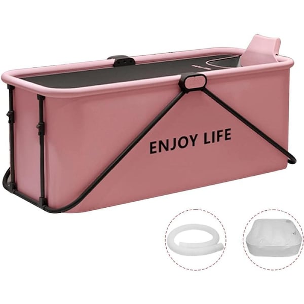 120cm Portable Bathtub Freestanding Foldable Tub, Pink