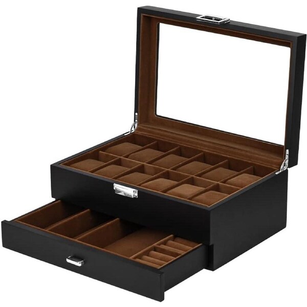 12 Slot Watch Box Men Solid Wood