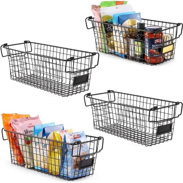 4 Packs Wire Basket Storage Large Stackable Fruit