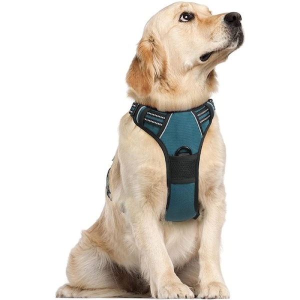 Dog Harness No-Pull Pet Vest Teal L size