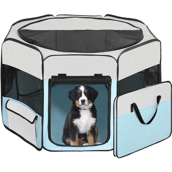Portable Foldable Pet Playpen Small Blue