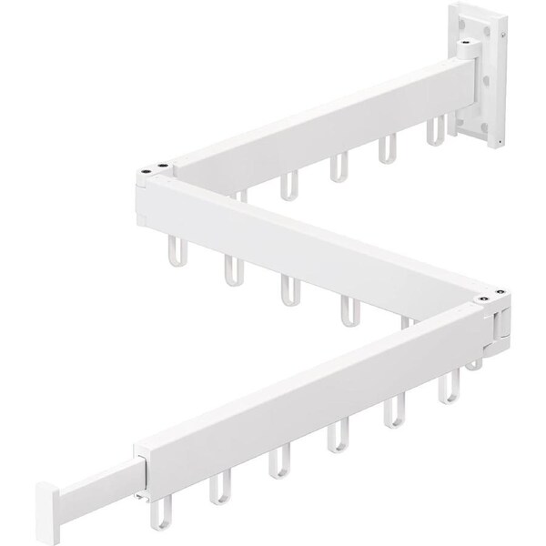 Clothes Drying Rack Wall Mount White Ring Hooks