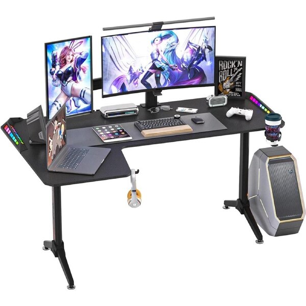 Hand Computer Gaming Desk RGB LED LShape