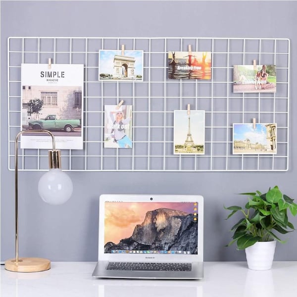 Wire Wall Grid Panel Hanging Storage White