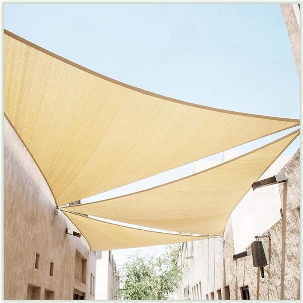 Sun Shade Sail Triangle Canopy UV Block Awning (4x4x4 m, Yellow)