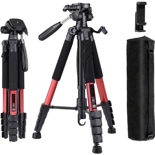 Camera Tripod Stand Aluminum 190cm Red