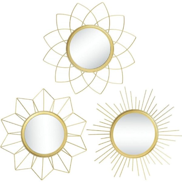 3 pack Metal Gold Mirrors Wall Decor