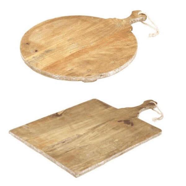 Davis & Waddell Wooden Rectangular Serving Board and Round Paddle Board Set