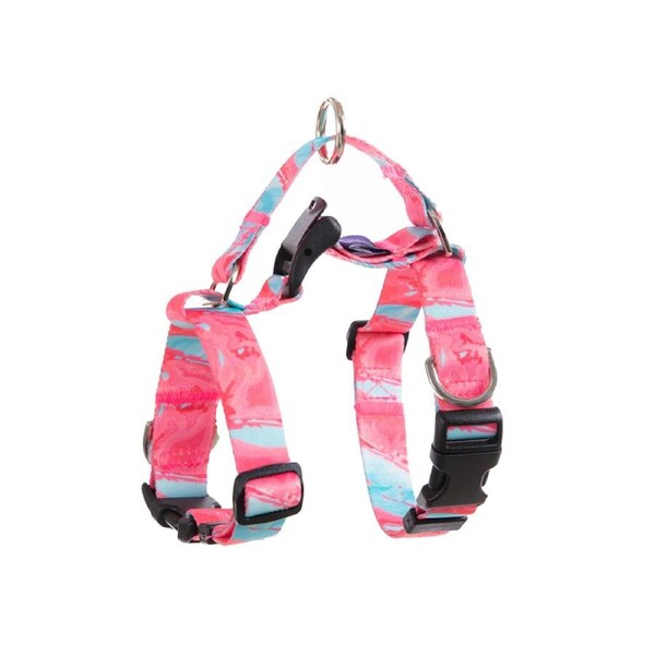 Dog Double-Lined Straps Harness Adjustable S MARBLE PINK
