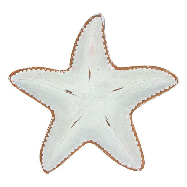 Maine & Crawford Harlak 34cm Wood Starfish Dish Plate Trinket Display White