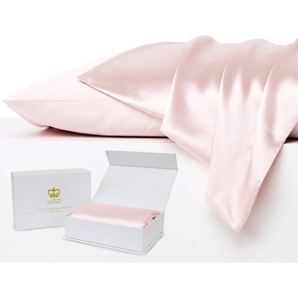 Set of 2 Luxor Crown Mulberry Silk Pillowcases-Blush