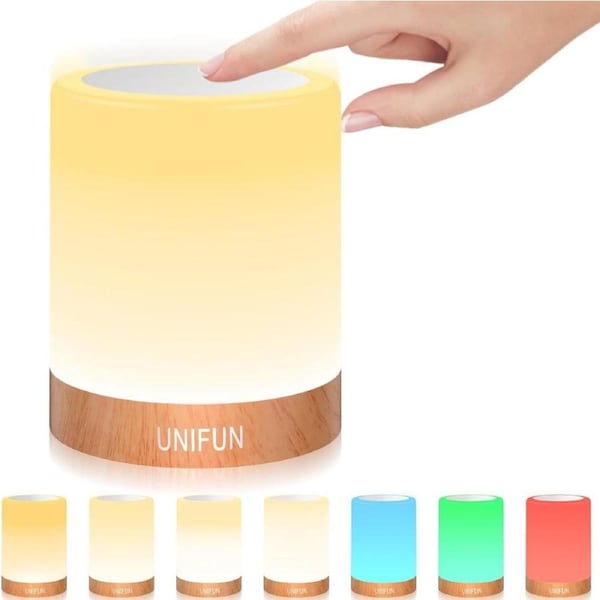 Night Light UNIFUN Touch Lamp for Bedrooms Living Room Portable Table Bedside Lamps with Rechargeable Internal Battery Dimmable 2800K-3100K Warm White Light & Color Changing RGB