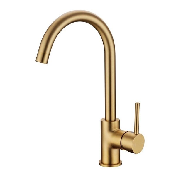 Aquaperla Standard Brushed Gold Solid Brass Round Swivel Kitchen Mixer