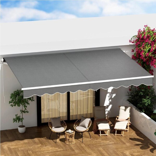 4Mx2.5M InstaHut Motorised Folding Arm Awning Retractable Sunshade Grey