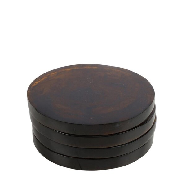 4pc Maine & Crawford Atlas Tobacco 10cm Resin Coaster Set Round Drink Mat Amber