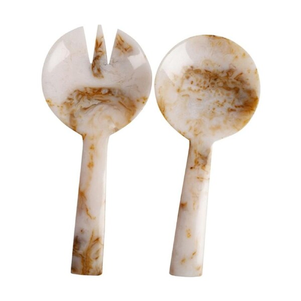 2pc Maine & Crawford Atlas Amber 23cm Resin Spoon/Fork Salad Servers Set Natural