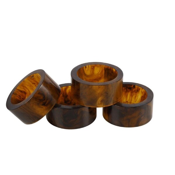 4pc Maine & Crawford Atlas 6cm Resin Napkin Ring Kitchen Table Organiser Brown