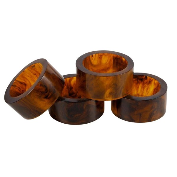 4pc Maine & Crawford Atticus 6cm Resin Napkin Ring Kitchen Table Organiser Brown