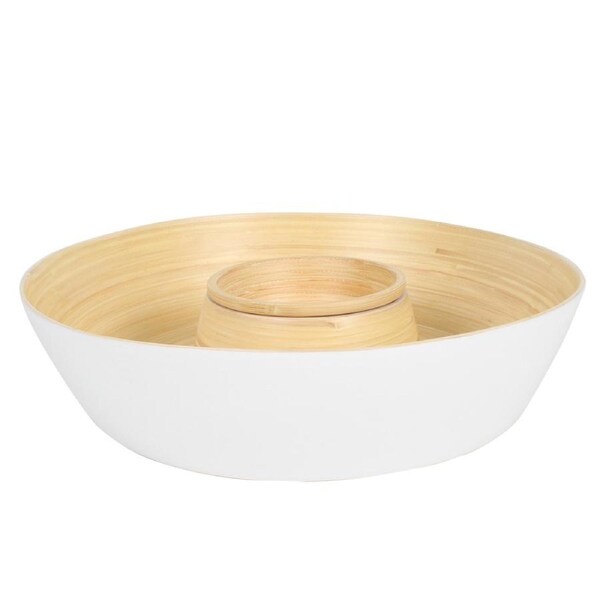 Maine & Crawford Tai Pressed 33cm Bamboo Chip N Dip Serving Bowl White/Natural