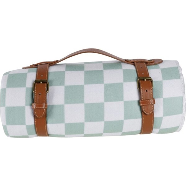 Good Vibes Check 200cm Fleece Picnic Blanket Outdoor Mat w/ Carry Strap Sage
