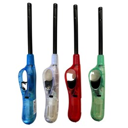 1x Long Gas Lighter for BBQ Kitchen Cigarette w/ Safety Lock - Assorted  Colours
