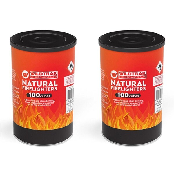 2x 100pc Wildtrak Natural Wood Firelighters Camping Outdoor Cooking Fire Starter