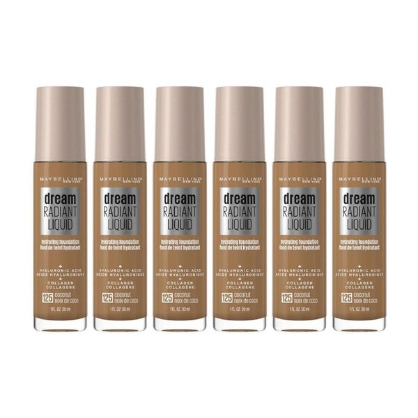6 x Maybelline Dream Radiant Liquid Foundation 30mL 125 Coconut