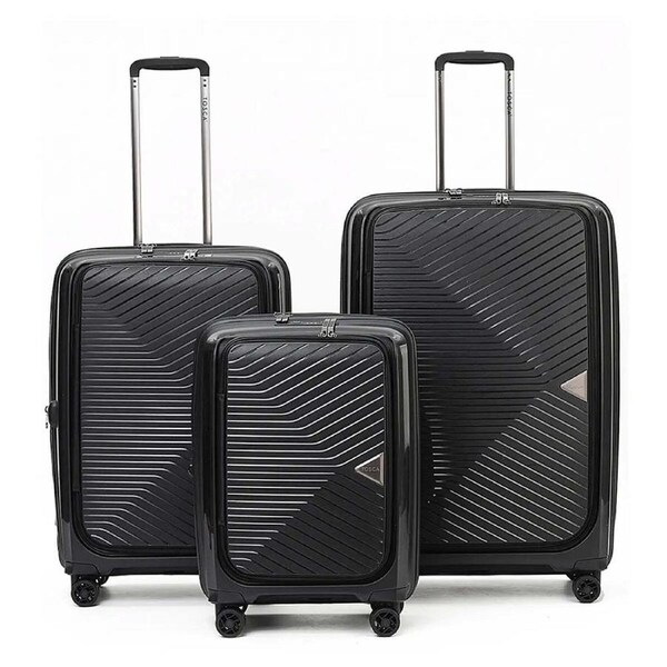 Tosca Space-X 4 Wheel Expandable Suitcase Set of 3 - Black (Small, Medium & Larg