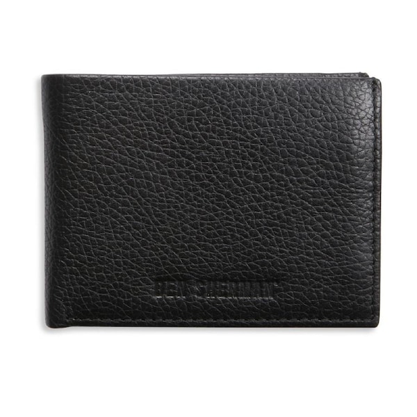 Ben Sherman 10.5cm Men's Leather Slim L-Fold Wallet Money/Cash Holder Black/Navy