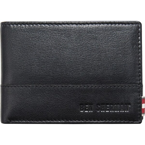 Ben Sherman Men's Leather Centrefold Wallet Money/Credit Card Cash Holder Black