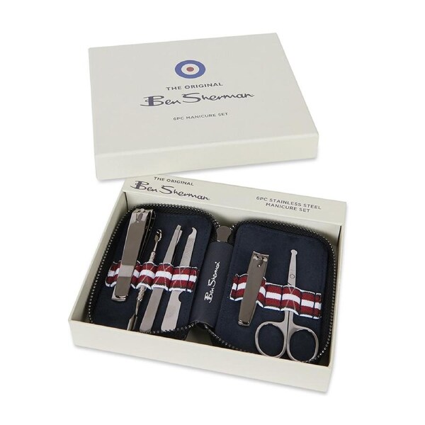 7pc Ben Sherman Men's Manicure Set Nail Clipper/Cuticle Pusher Grooming Kit Navy