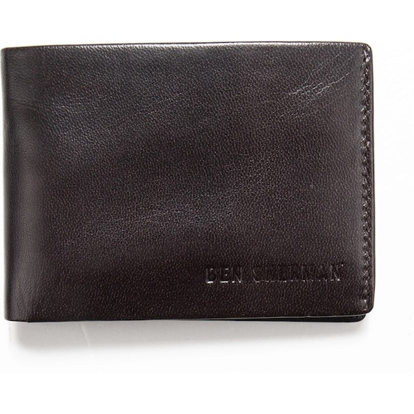 Ben Sherman Men's Leather Trifold Wallet Money Holder w/ ID Window Dark Brown