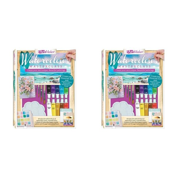 2x Art Maker Watercolour Paints Masterclass Kit w/Paper Brush Palett Painting