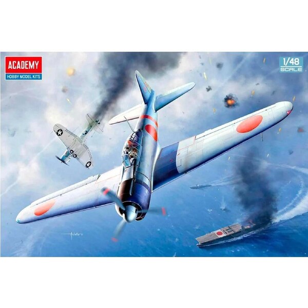 Academy 1/48 A6M2b Zero Fighter Model 21 "Battle of Midway" Plastic Model Kit