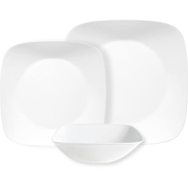 Corelle Square Pure White 12 Piece Dinner Set
