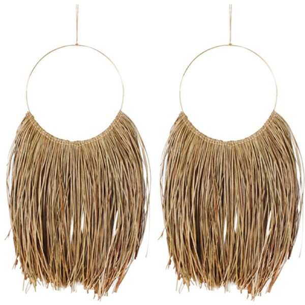 2x Maine & Crawford Emily 61cm Raffia Wall Hanger Home Decor Boho/Nordic Display