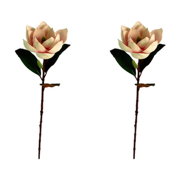 2x Maine & Crawford Real Touch 70cm Magnolia Stem Artificial/Faux Flower Pink