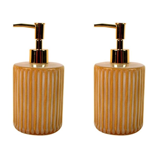 2x Maine & Crawford Inko 19cm Bathroom Ceramic Liquid Soap Dispenser Bottle CRM