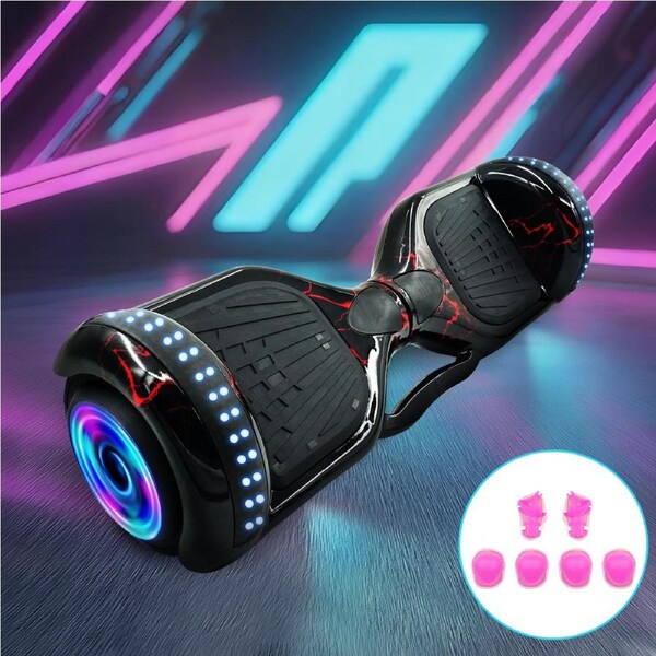 Red-lightning Bluetooth Self Balancing Electric Scooter Kids Flash Wheel Hoverboard Skateboard