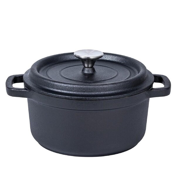 24cm Pre-seasoned NonStick Cast Iron Dutch Oven Handles Lid Skillet Cookware Braising Pot Pan Casserole