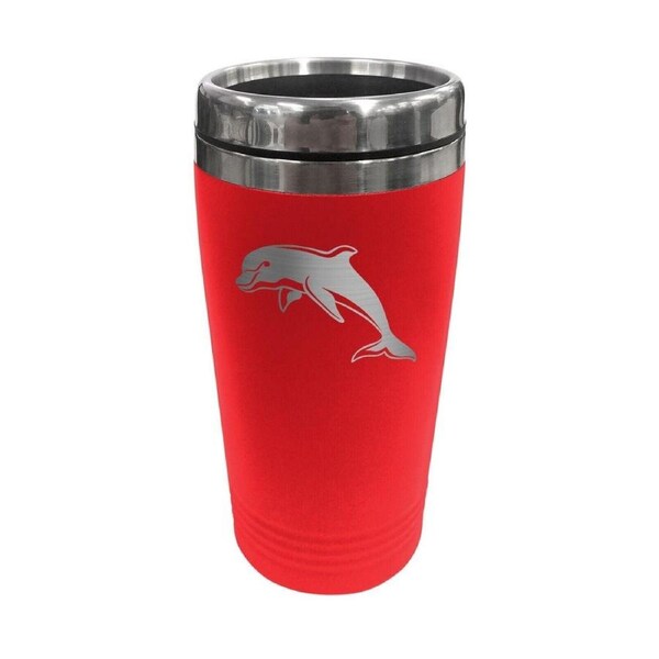 NRL Coffee Travel Mug - Dolphins - 450ml - Drink Cup Double Wall