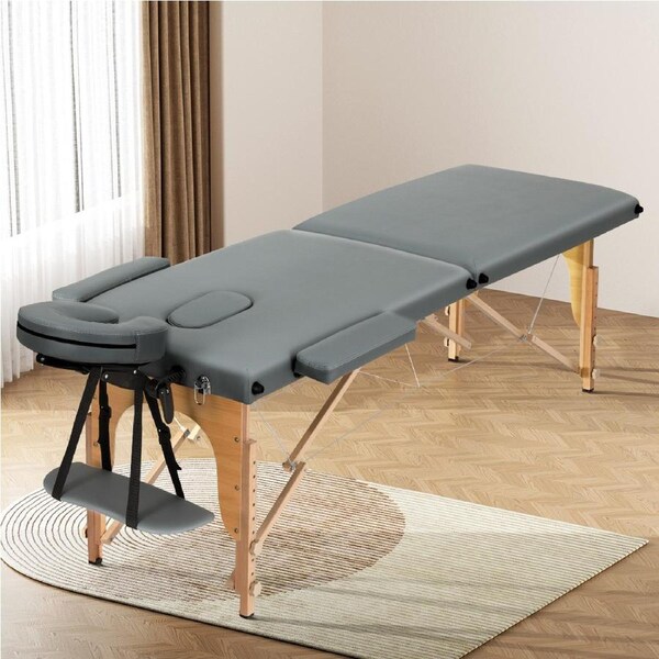 2 Fold Zenses Massage Table Beauty Bed 56cm Portable Grey