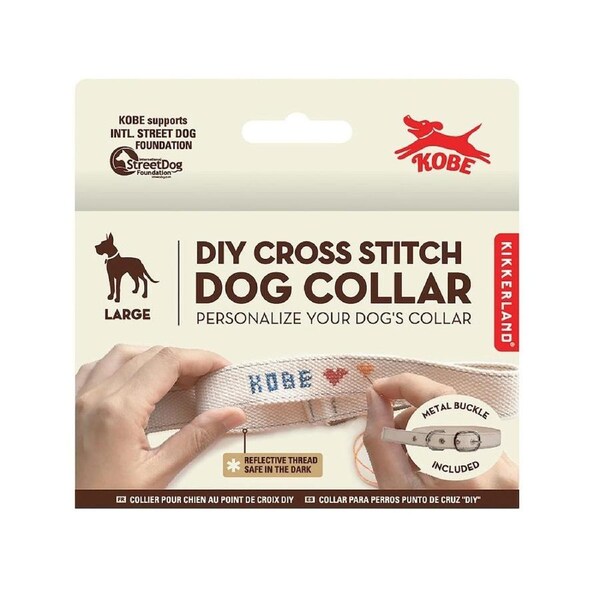 Kikkerland Kobe DIY Cross Stitch Dog Collar - Large