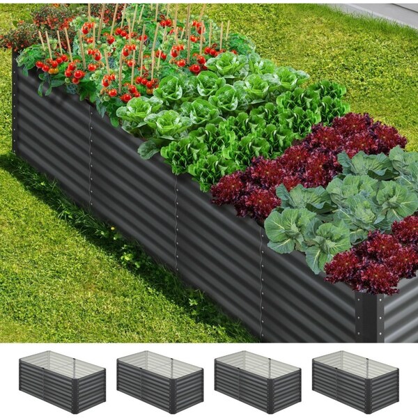 Livsip x2 Raised Garden Bed 320x80x73CM Kit Instant Planter Galvanised Steel