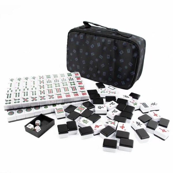 LPG Mahjong Travel Case Classic Set with Black Tiles Board Game