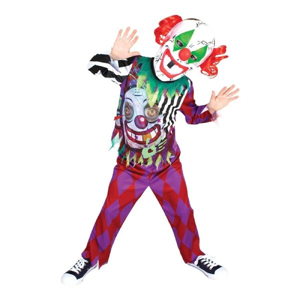 Scary Clown Lenticular Eyes Child Costume Size L 7-8 Years